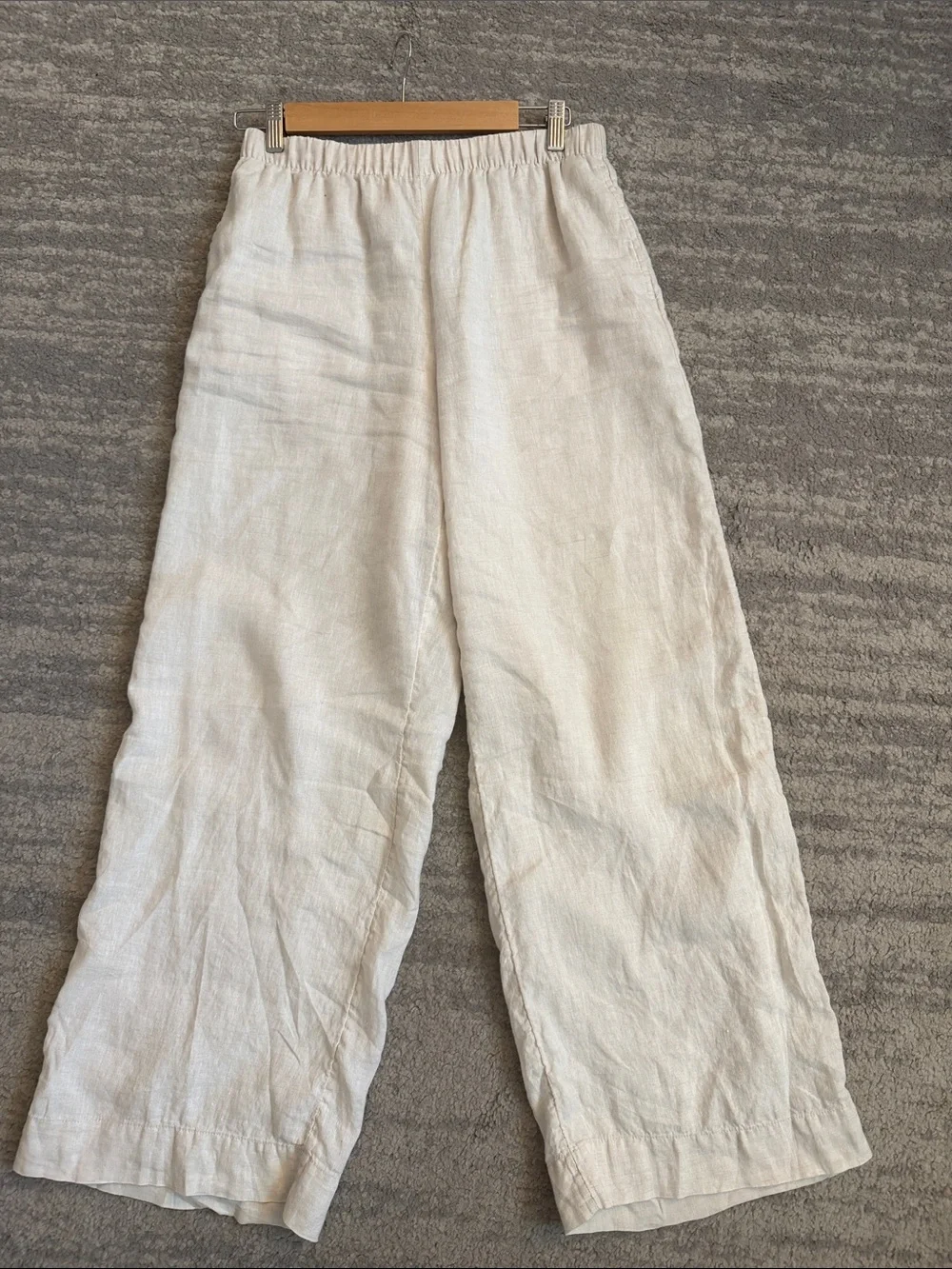 H&M Cream Linen Wide-Leg Pants
